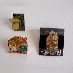 Florida Marlins Pins World Series Champions MLB Baseball Lot of 3